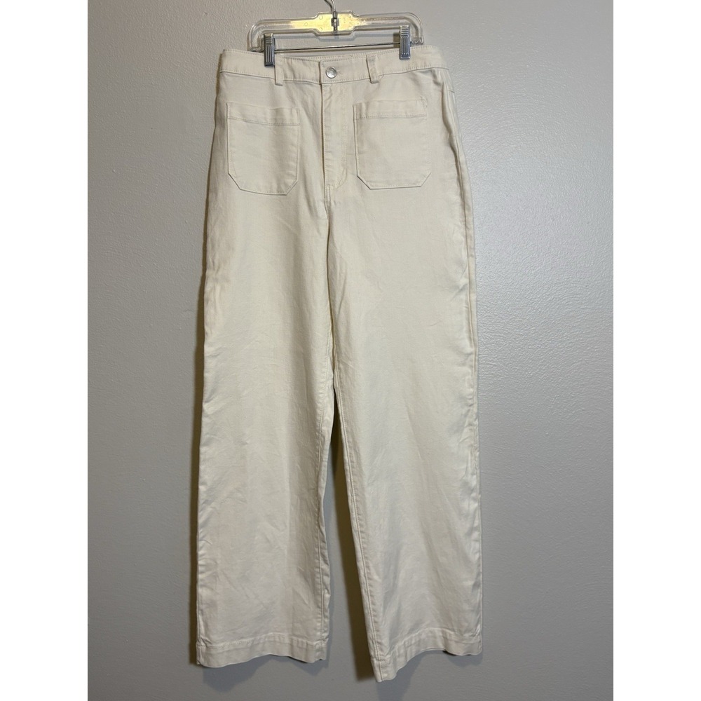 Z Supply Off White Wide Leg Pant Front Pockets Medium 28x28 High Rise